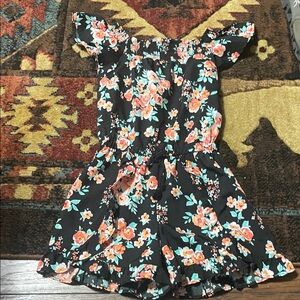 Floral Black Kids Romper